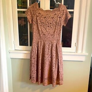 Elegant Lace Floral Dress in Pink